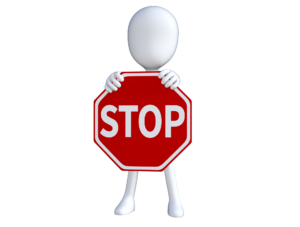 Ludzik trzymajacy znak "stop"