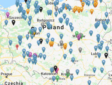 mapa biogazowni rolniczych w Polsce