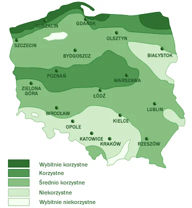 mapa warunków wiatrowych w Polsce