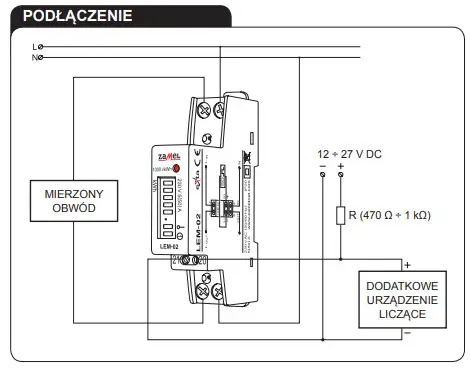 schemat montażu podlicznika prądu