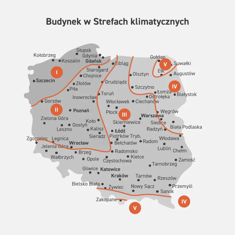 Projektowe strefy klimatyczne w Polsce